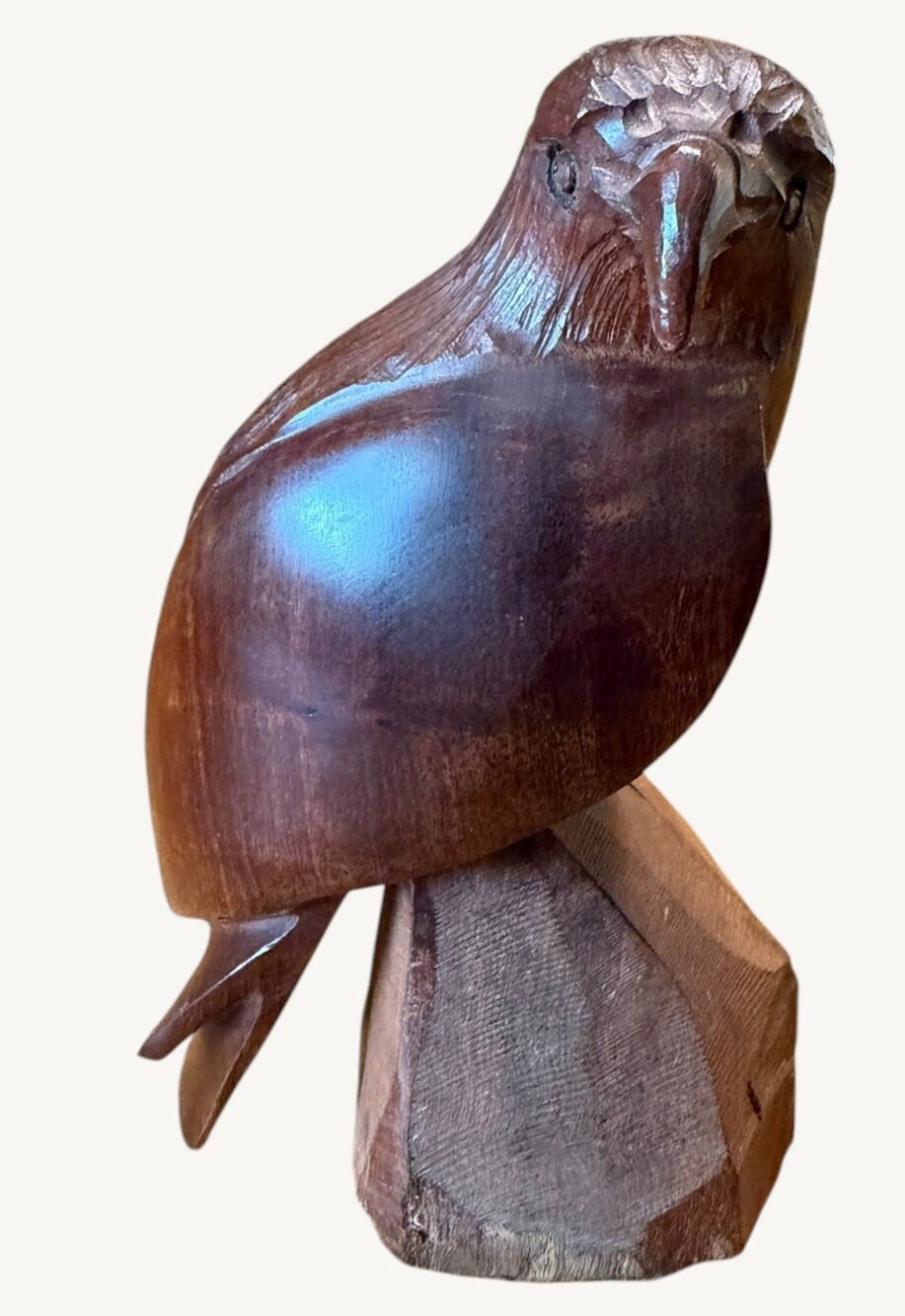 Vintage Mexican Ironwood Eagle Hand Carved Wood Sculpture 8" Signed Folk Art